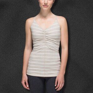 Lululemon Open Your Heart Tank Top Cayman Stripe Static Wave Strap Mojave Tan S